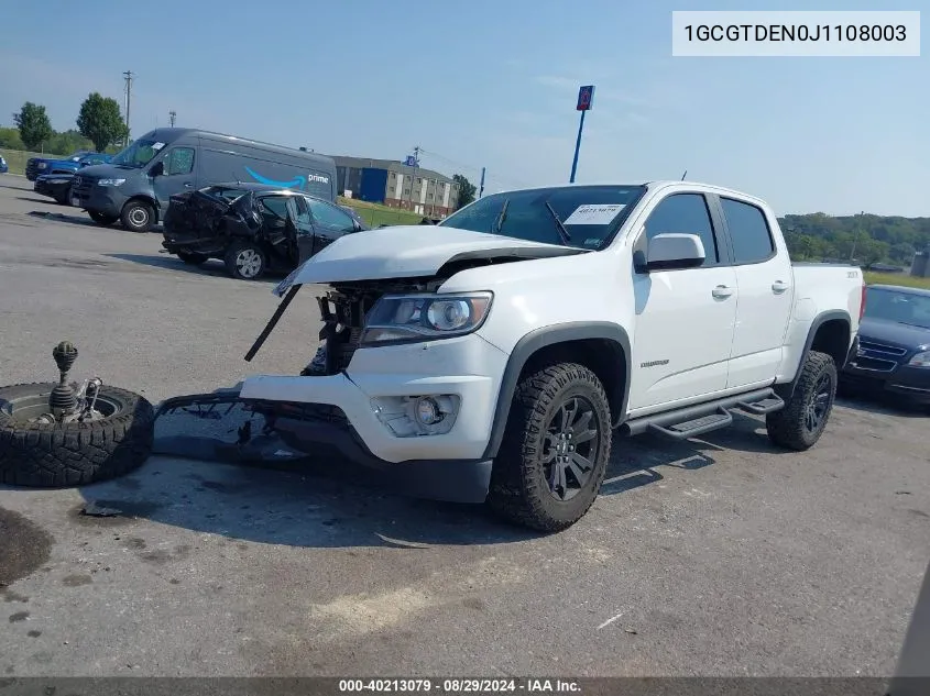 2018 Chevrolet Colorado Z71 VIN: 1GCGTDEN0J1108003 Lot: 40213079