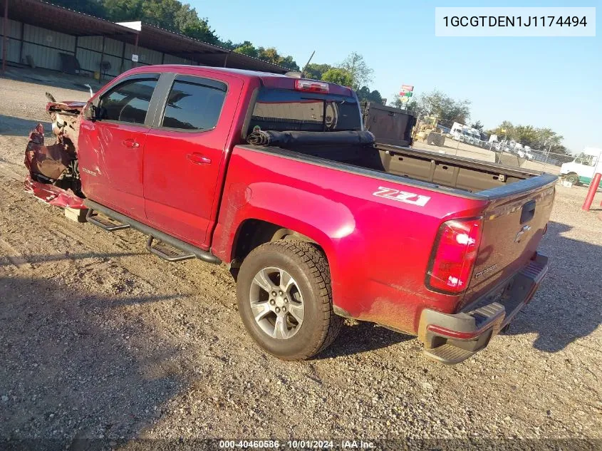 2018 Chevrolet Colorado Z71 VIN: 1GCGTDEN1J1174494 Lot: 40460586