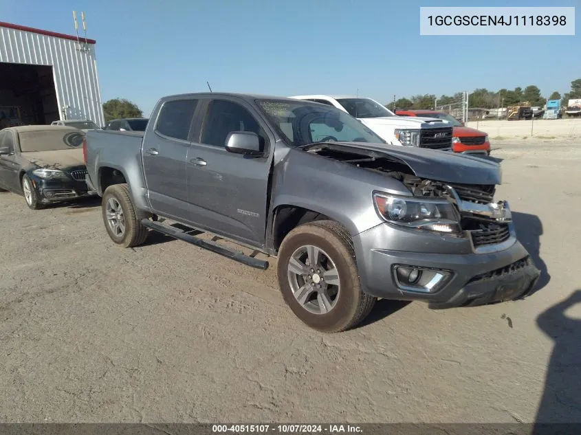 1GCGSCEN4J1118398 2018 Chevrolet Colorado Lt