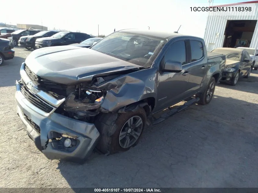 2018 Chevrolet Colorado Lt VIN: 1GCGSCEN4J1118398 Lot: 40515107