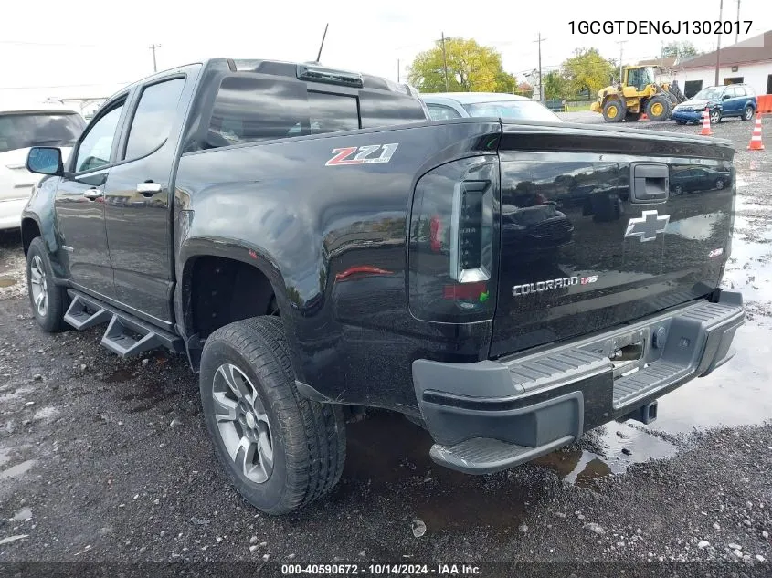 2018 Chevrolet Colorado Z71 VIN: 1GCGTDEN6J1302017 Lot: 40590672