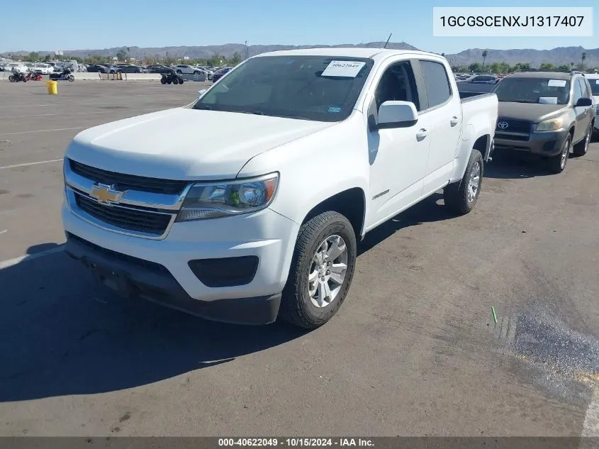 2018 Chevrolet Colorado Lt VIN: 1GCGSCENXJ1317407 Lot: 40622049