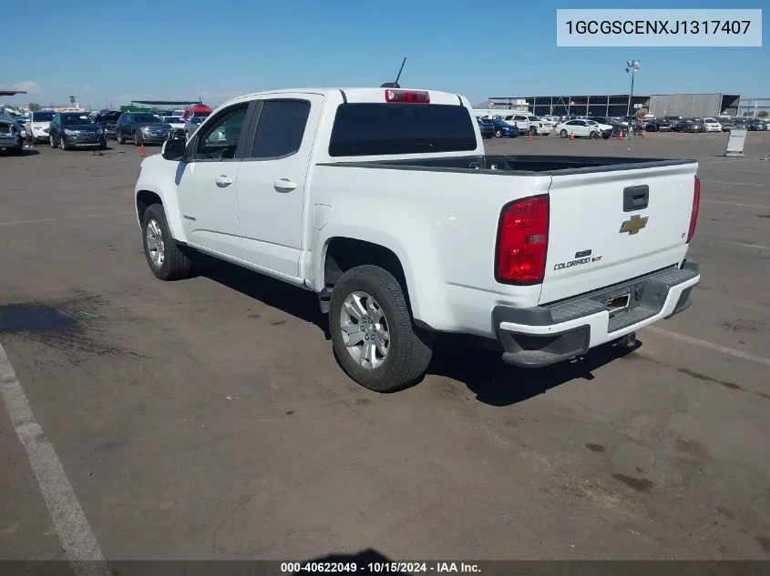 2018 Chevrolet Colorado Lt VIN: 1GCGSCENXJ1317407 Lot: 40622049