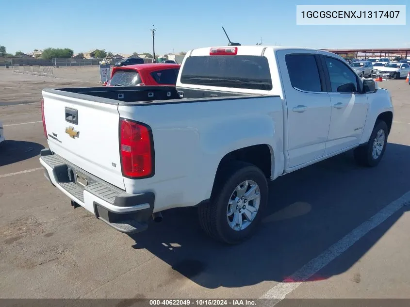 2018 Chevrolet Colorado Lt VIN: 1GCGSCENXJ1317407 Lot: 40622049