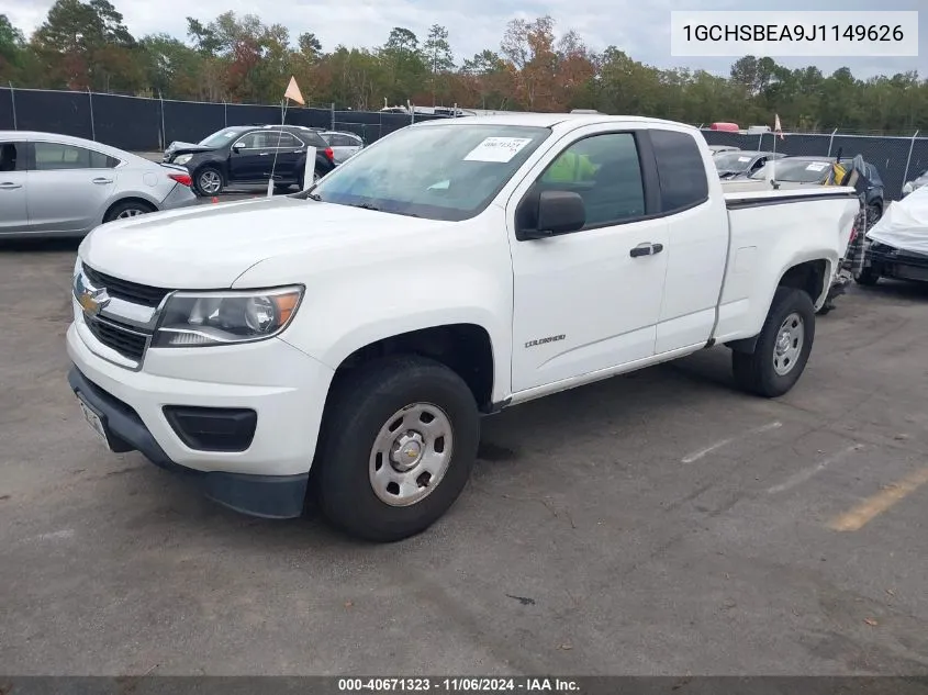 2018 Chevrolet Colorado Wt VIN: 1GCHSBEA9J1149626 Lot: 40671323