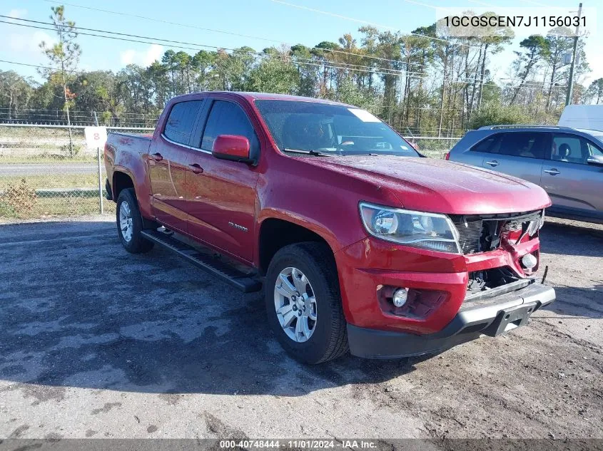 2018 Chevrolet Colorado Lt VIN: 1GCGSCEN7J1156031 Lot: 40748444