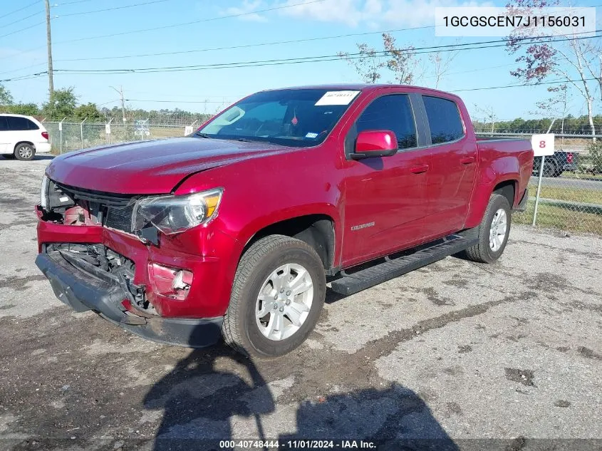 2018 Chevrolet Colorado Lt VIN: 1GCGSCEN7J1156031 Lot: 40748444