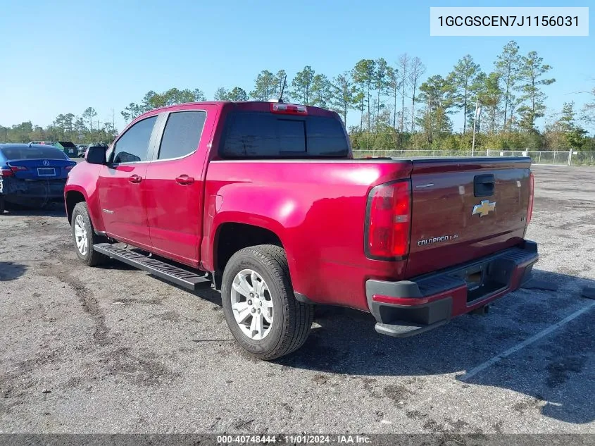 2018 Chevrolet Colorado Lt VIN: 1GCGSCEN7J1156031 Lot: 40748444