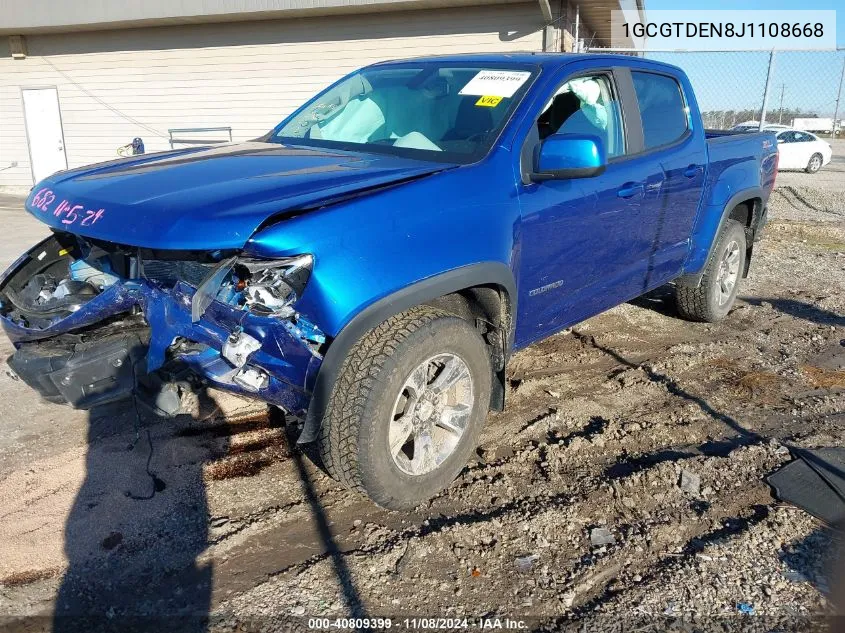 2018 Chevrolet Colorado Z71 VIN: 1GCGTDEN8J1108668 Lot: 40809399