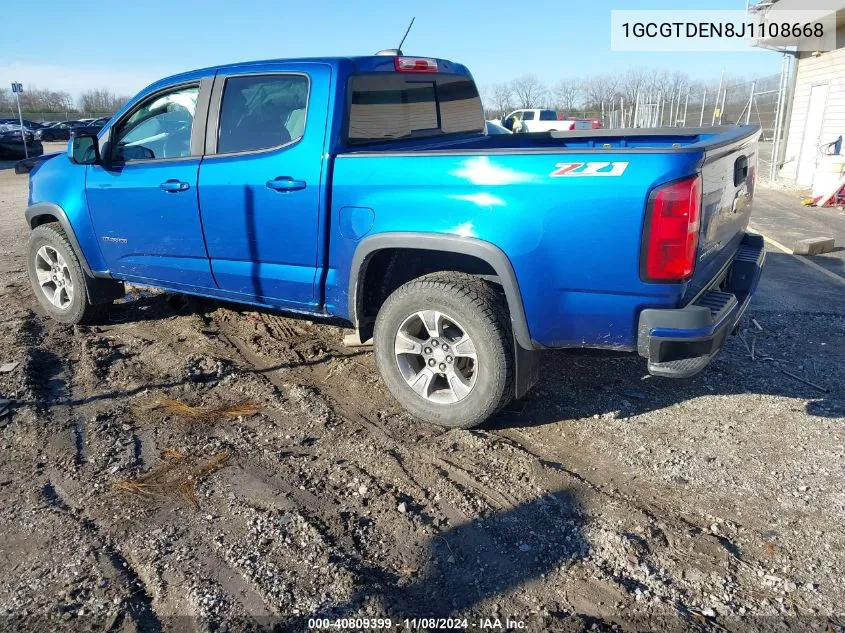 2018 Chevrolet Colorado Z71 VIN: 1GCGTDEN8J1108668 Lot: 40809399