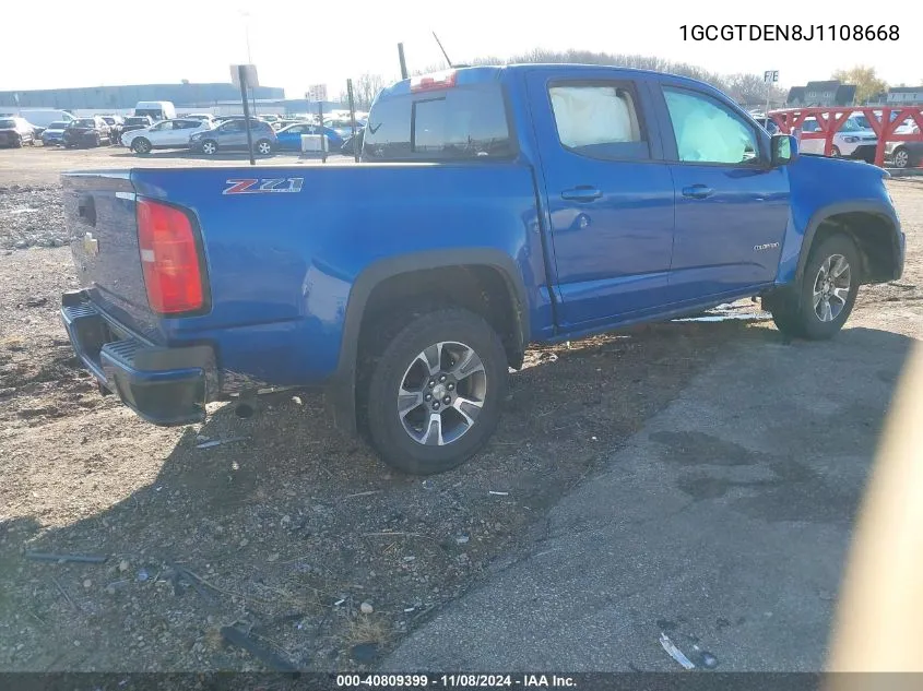 2018 Chevrolet Colorado Z71 VIN: 1GCGTDEN8J1108668 Lot: 40809399