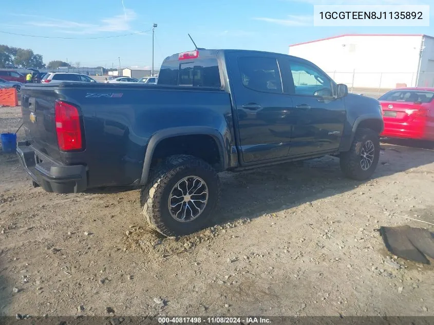 2018 Chevrolet Colorado Zr2 VIN: 1GCGTEEN8J1135892 Lot: 40817498