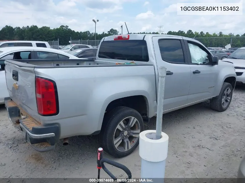 1GCGSBEA0K1153402 2019 Chevrolet Colorado Wt