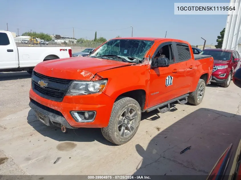 2019 Chevrolet Colorado Z71 VIN: 1GCGTDEN5K1119564 Lot: 39904975