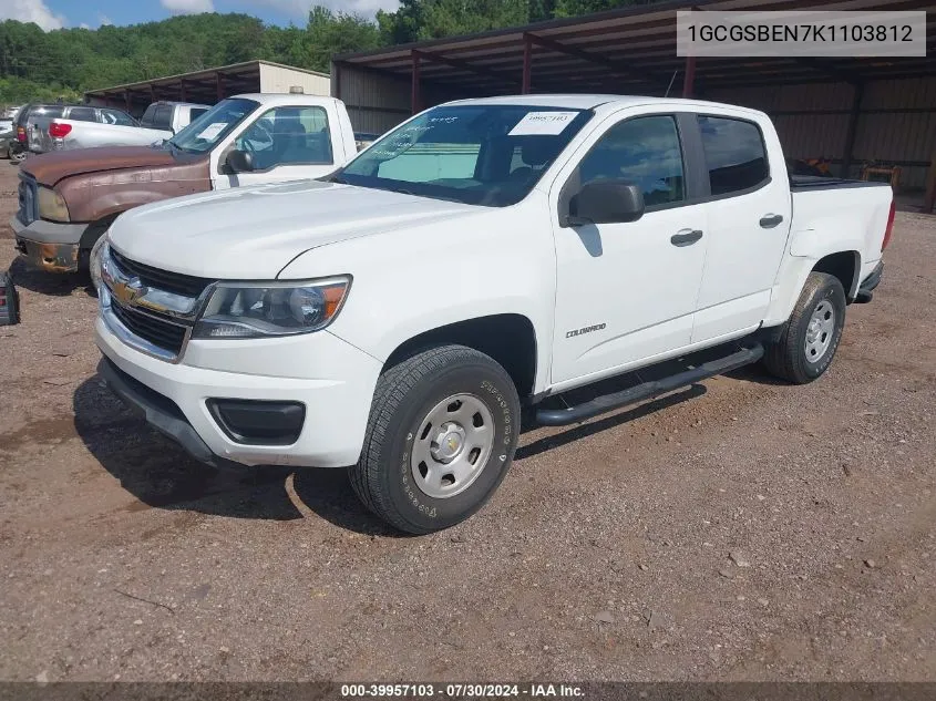 2019 Chevrolet Colorado Wt VIN: 1GCGSBEN7K1103812 Lot: 39957103