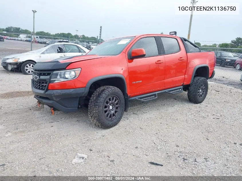 2019 Chevrolet Colorado Zr2 VIN: 1GCGTEEN2K1136750 Lot: 39971402