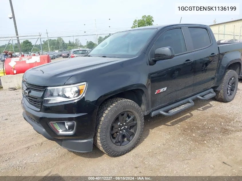 2019 Chevrolet Colorado Z71 VIN: 1GCGTDEN5K1136199 Lot: 40112227