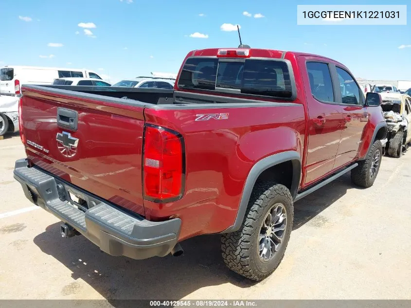 2019 Chevrolet Colorado Zr2 VIN: 1GCGTEEN1K1221031 Lot: 40129545