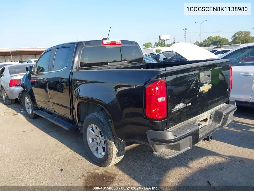 1GCGSCEN8K1138980 2019 Chevrolet Colorado Lt