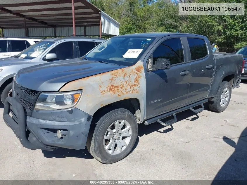 2019 Chevrolet Colorado 2Wd Work Truck VIN: 1GCGSBEA0K1106547 Lot: 40295353