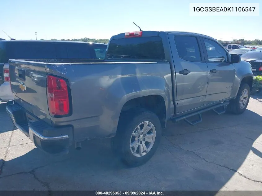 2019 Chevrolet Colorado 2Wd Work Truck VIN: 1GCGSBEA0K1106547 Lot: 40295353