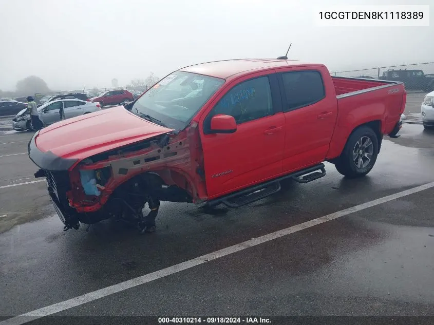 2019 Chevrolet Colorado Z71 VIN: 1GCGTDEN8K1118389 Lot: 40310214