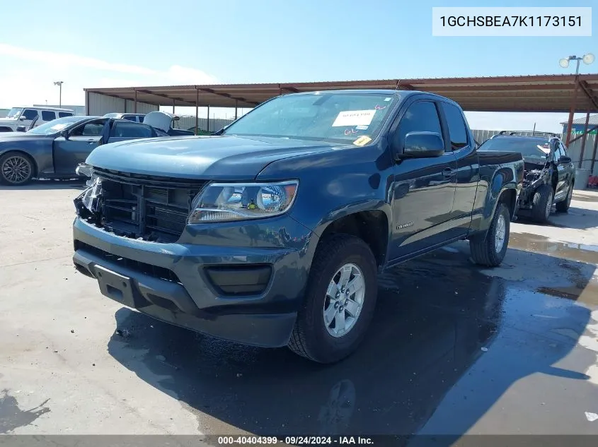 2019 Chevrolet Colorado Wt VIN: 1GCHSBEA7K1173151 Lot: 40404399