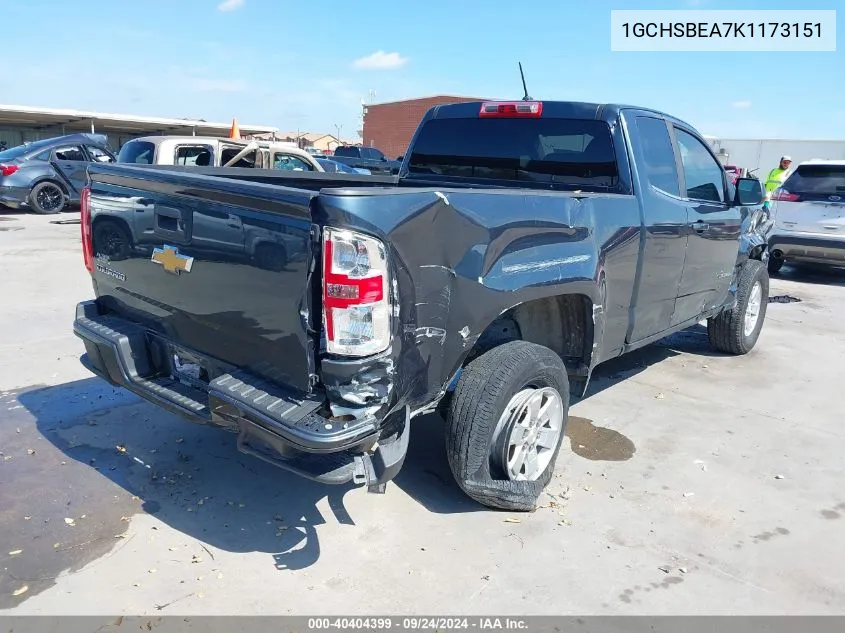 2019 Chevrolet Colorado Wt VIN: 1GCHSBEA7K1173151 Lot: 40404399