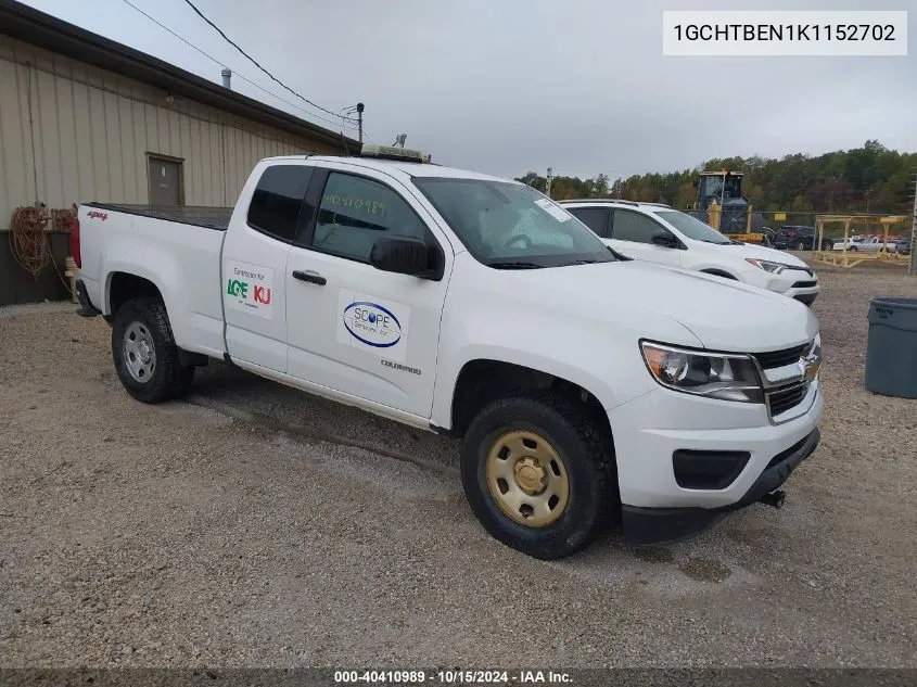 2019 Chevrolet Colorado Wt VIN: 1GCHTBEN1K1152702 Lot: 40410989