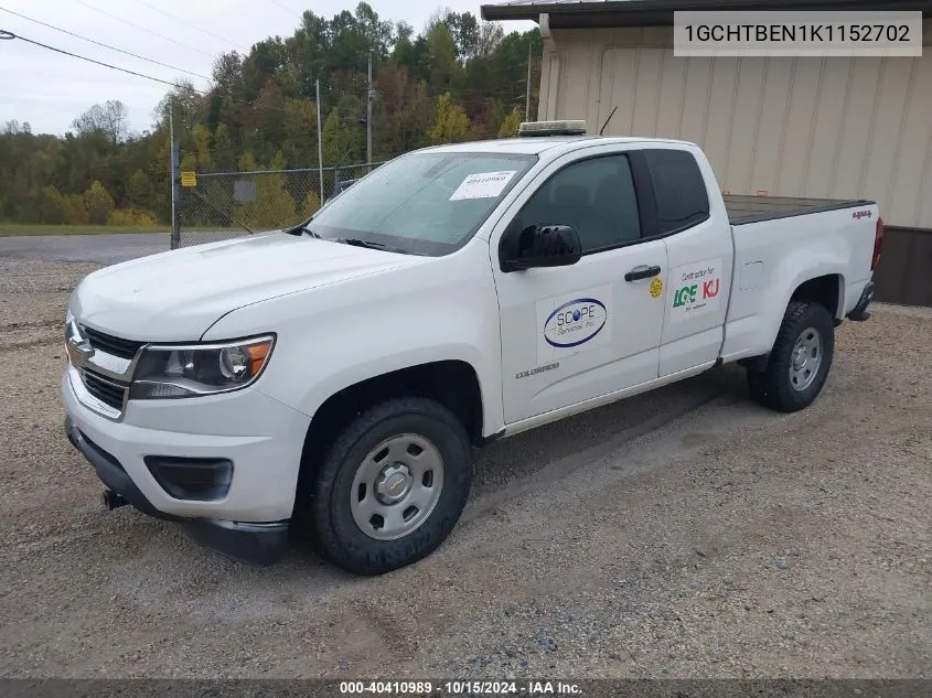 2019 Chevrolet Colorado Wt VIN: 1GCHTBEN1K1152702 Lot: 40410989