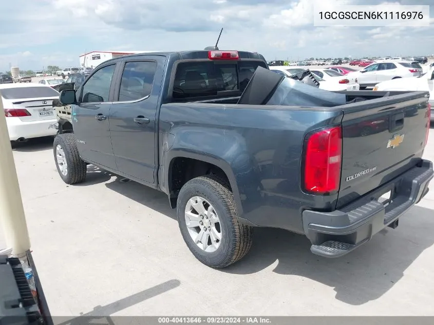 2019 Chevrolet Colorado Lt VIN: 1GCGSCEN6K1116976 Lot: 40413646