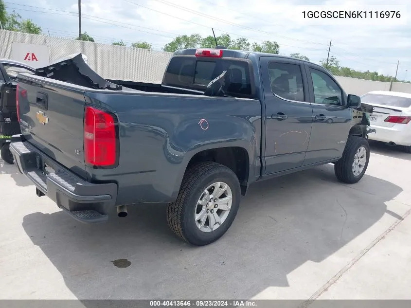 2019 Chevrolet Colorado Lt VIN: 1GCGSCEN6K1116976 Lot: 40413646