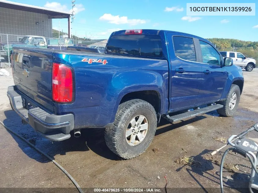 2019 Chevrolet Colorado Wt VIN: 1GCGTBEN1K1359926 Lot: 40479625