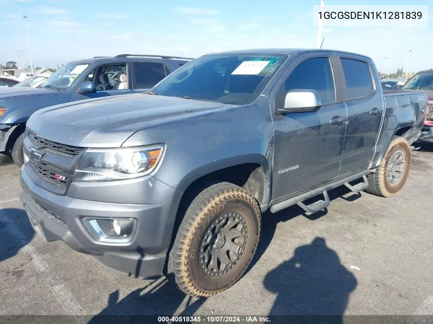 2019 Chevrolet Colorado Z71 VIN: 1GCGSDEN1K1281839 Lot: 40518345