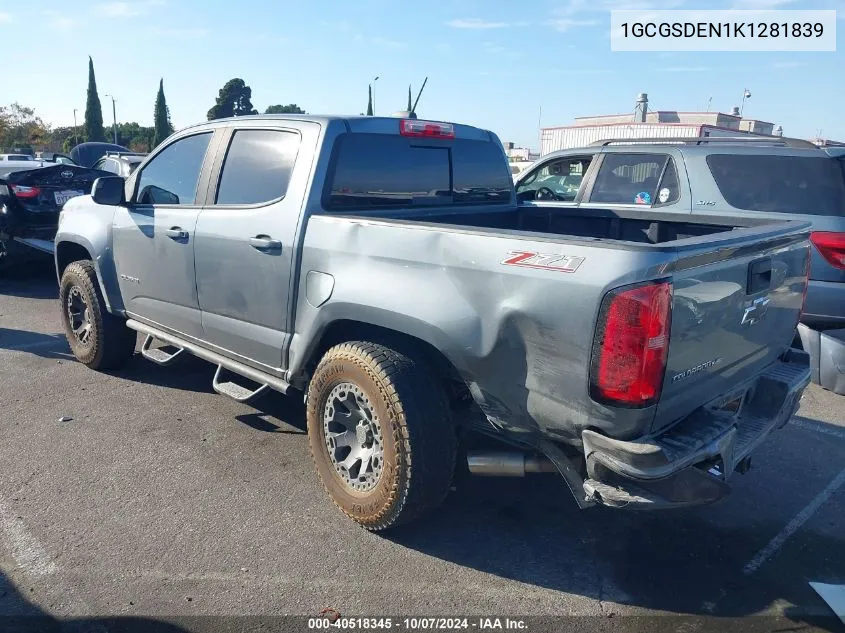 2019 Chevrolet Colorado Z71 VIN: 1GCGSDEN1K1281839 Lot: 40518345