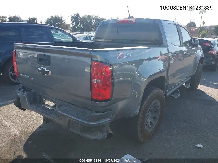 1GCGSDEN1K1281839 2019 Chevrolet Colorado Z71