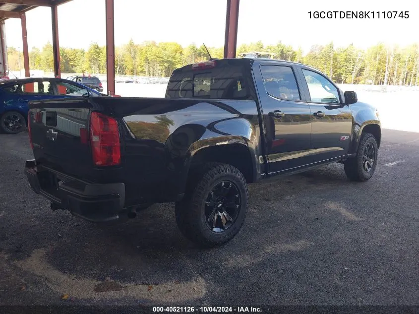 2019 Chevrolet Colorado Z71 VIN: 1GCGTDEN8K1110745 Lot: 40521126