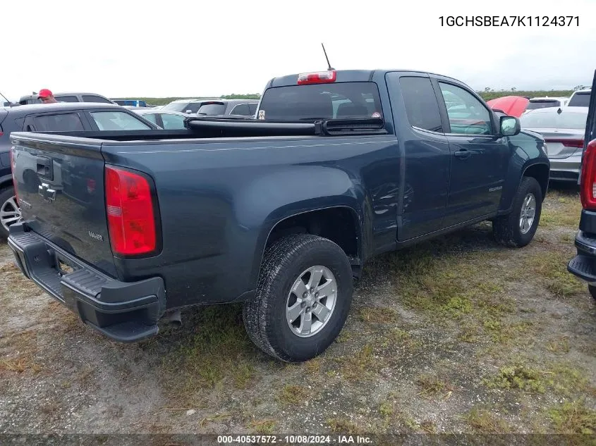 2019 Chevrolet Colorado VIN: 1GCHSBEA7K1124371 Lot: 40537572