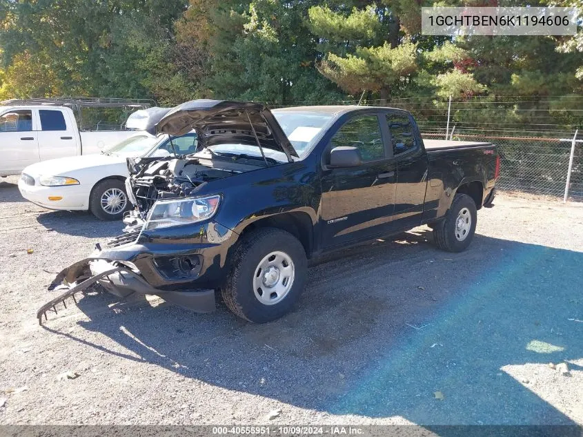 2019 Chevrolet Colorado Wt VIN: 1GCHTBEN6K1194606 Lot: 40555951