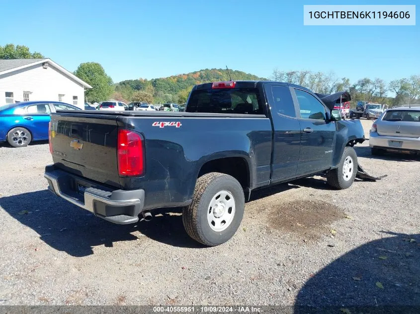 2019 Chevrolet Colorado Wt VIN: 1GCHTBEN6K1194606 Lot: 40555951