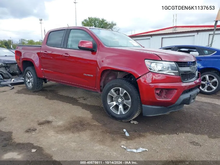 2019 Chevrolet Colorado Z71 VIN: 1GCGTDEN6K1137653 Lot: 40575611