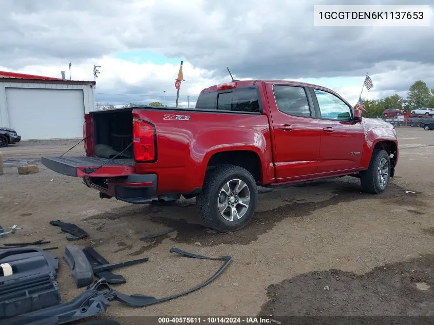 2019 Chevrolet Colorado Z71 VIN: 1GCGTDEN6K1137653 Lot: 40575611