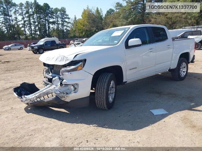 2019 Chevrolet Colorado Lt VIN: 1GCGSCEN7K1337700 Lot: 40586526