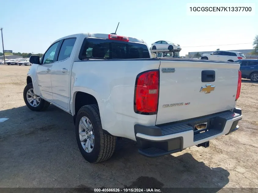 2019 Chevrolet Colorado Lt VIN: 1GCGSCEN7K1337700 Lot: 40586526