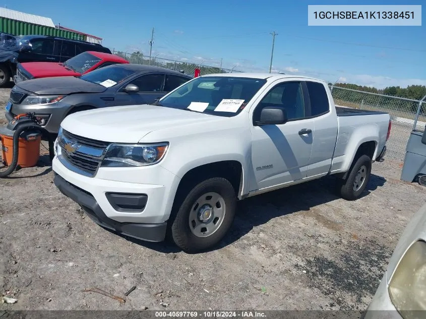 2019 Chevrolet Colorado Wt VIN: 1GCHSBEA1K1338451 Lot: 40597769