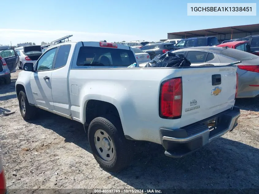 2019 Chevrolet Colorado Wt VIN: 1GCHSBEA1K1338451 Lot: 40597769