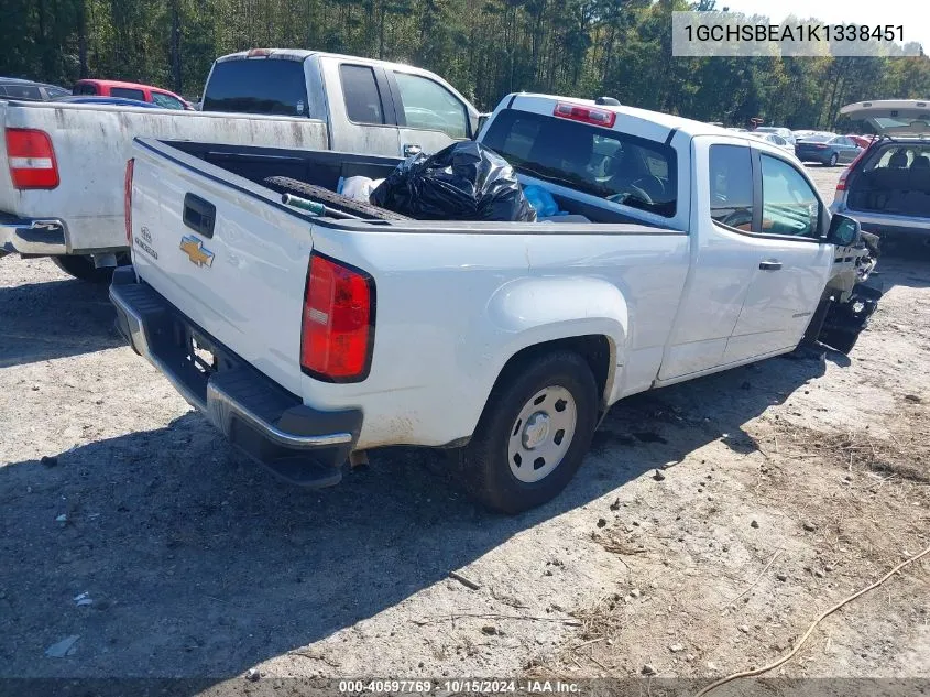 2019 Chevrolet Colorado Wt VIN: 1GCHSBEA1K1338451 Lot: 40597769