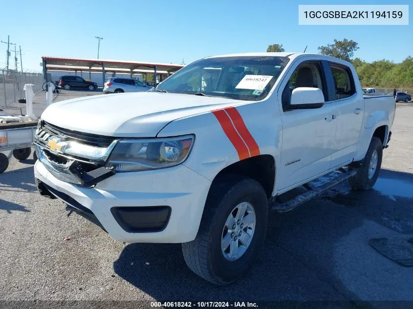 1GCGSBEA2K1194159 2019 Chevrolet Colorado Wt