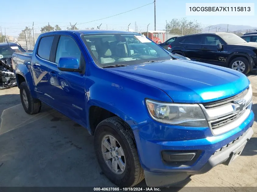 2019 Chevrolet Colorado Wt VIN: 1GCGSBEA7K1115813 Lot: 40637085