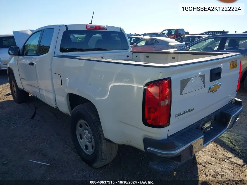 2019 Chevrolet Colorado Wt VIN: 1GCHSBEA2K1222224 Lot: 40637915